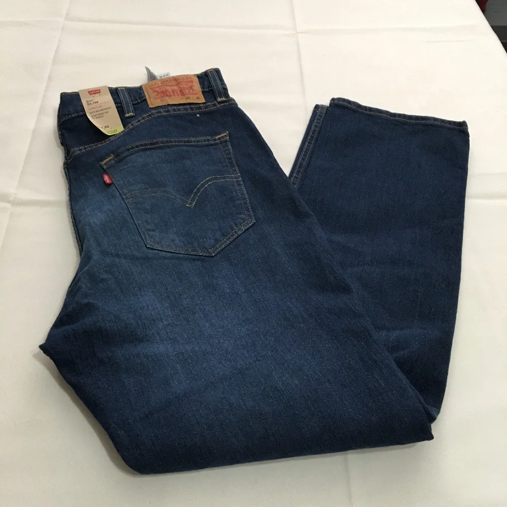 Levi's 511 Slim Jeans Mens Size 40x30 Blue Distressed NWT $69.50